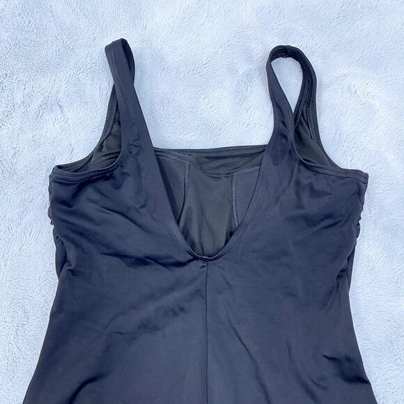 Lands End Scoop Neck Tugless One Piece Swimsuit Black Padded Soft Bra Womens 8 - Picture 4 of 7
